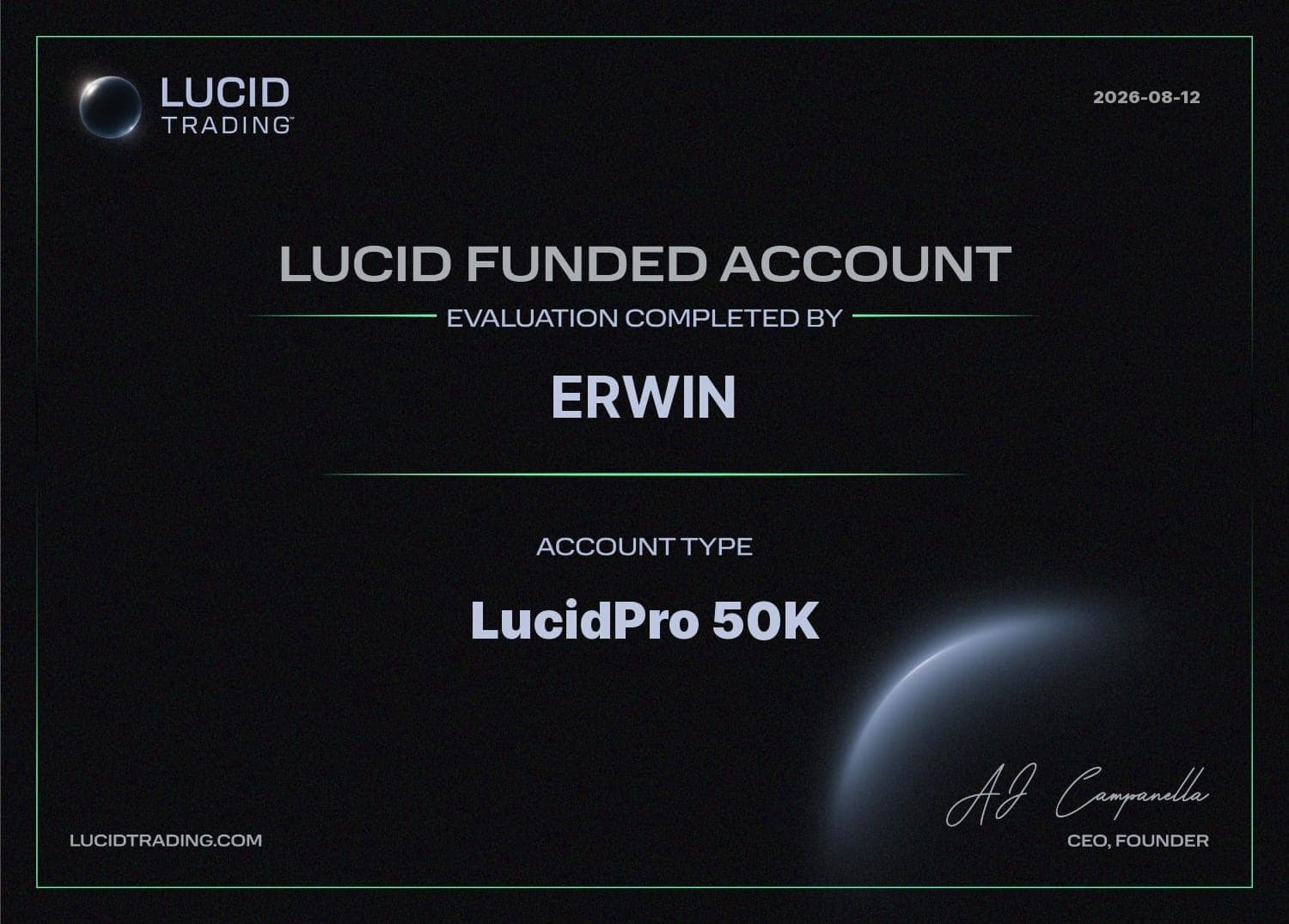 Zertifikat – Lucid Trading